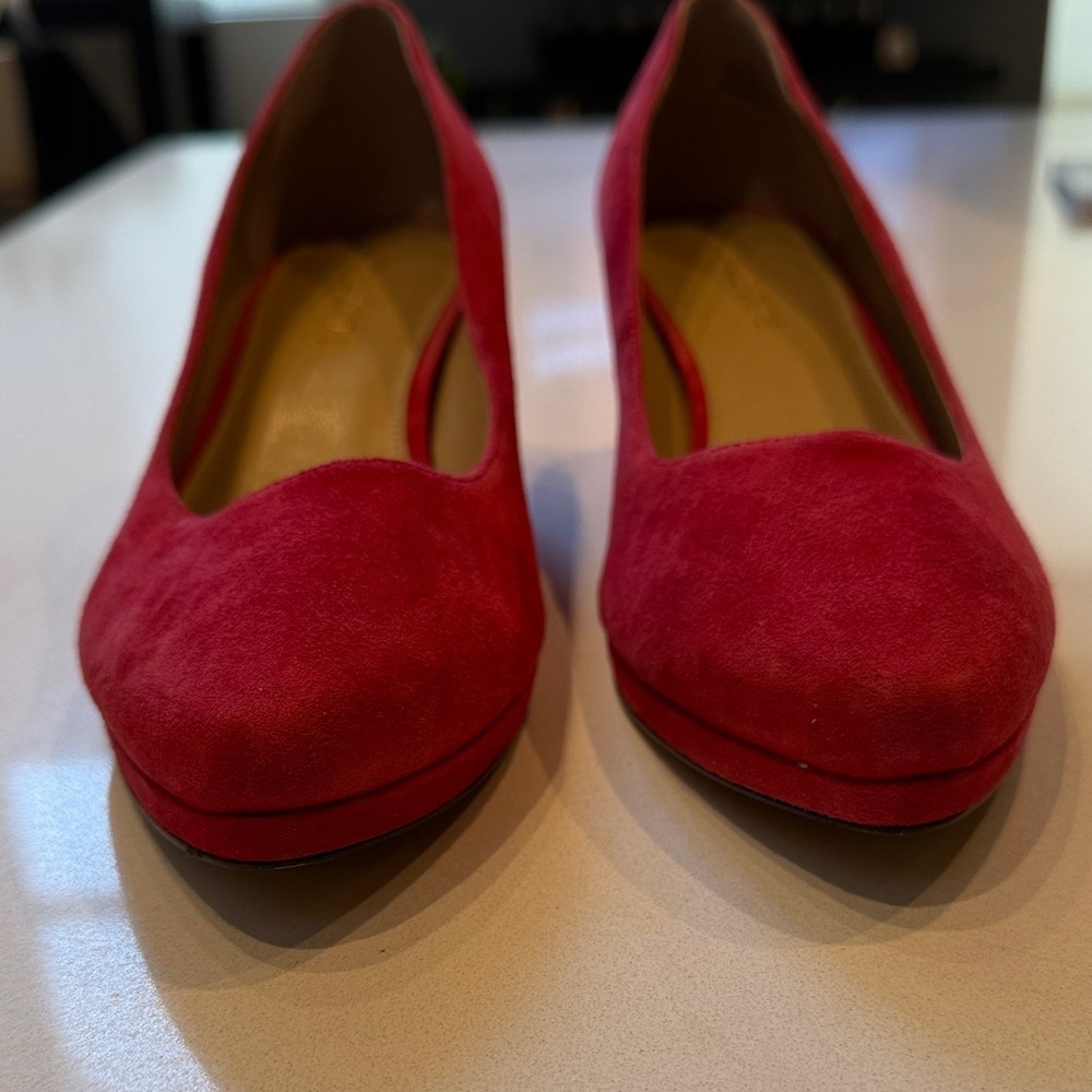 Talbots Lacey Platform Suede Wedge Heels, Red, Size 9.5 - Picture 5 of 8